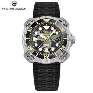 Нарученные часы Pagani Design военные мужчины Mechanical Watch Fashion Camouflage Hollow Dial Automatic Watch 200m Спортивные дайвинг -часы 230824