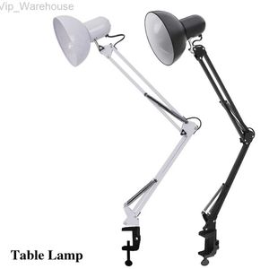 Lampa biurka Elastyczne ramię wahadłowe E27 Backet Backet z obrotową głową lampy stołowej i wsparcie montażu do biura HKD230824