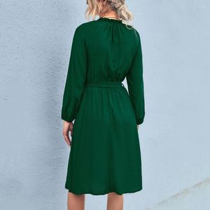Casual Dresses Solid Color Dress Stylish Women's Cocktail Party Soft Breathable Non-fading Short Formal With Long Sleeves All-match