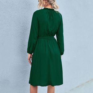 Freizeitkleider, einfarbiges Kleid, stilvoll, für Damen, Cocktailparty, weich, atmungsaktiv, lichtecht, kurz, formell, mit langen Ärmeln, passend