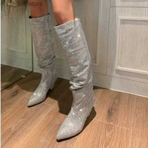 Boots 2022 Новые женские ботинки Shining Rinestone Boots European и American Fashion Sexy Bonts Banquet Party Boots T230824