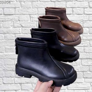 Stiefel Kinder Mädchen Hohe Qualität Leder Stiefel Neue Herbst Winter England Stil Kurze Stiefel für Kinder Mädchen Schwarz Braun Schuhe kid G08244 L0825