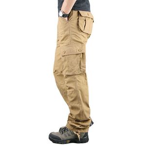 Tahullar Erkeklerin Açık Mekan Pantolon Artı Boyutu Düz Bacak Swardpants Çok Cep Gevşek İş Pantolon T230825