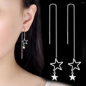 Brincos pendurados estrela 925 prata agulha estrelas crianças presentes linha de aço inoxidável moderno colar de bruxa charme