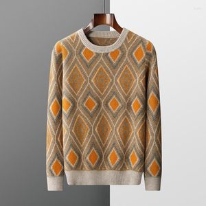 Męskie swetry jesień i zima czysty kaszmirowy sweter okrągły szyję pullover dzianinowy kolor wełniany koszula dno