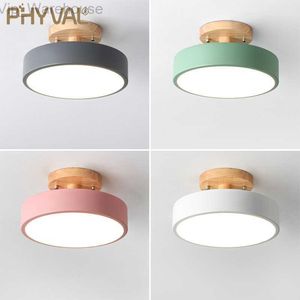 Modern Round Wooden LED Ceiling Light - Nordic Style Macaron Pendant Lamp for Living Room Bedroom Dining Room