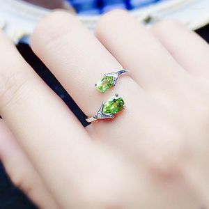 Cluster Rings Natural Real Green Peridot Flower Adjustable Ring 0.5ct 1pc 0.7ct Gemstone 925 Sterling Silver Fine Jewelry X219305