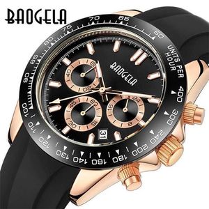 Mechanical Baogela New Ditona Silicone Tape Watch Men's Three Eyes and Six Needle Waterproof Business Leisure Quart