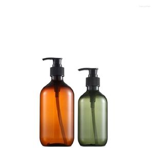 Garrafas de armazenamento 10pcs garrafa vazia de plástico 300ml 500ml shampoo preto bomba de loção pet pp redondo ombro recarregável gel de banho cosmético