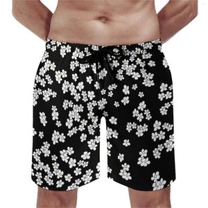 Herren Shorts Aussie Black And White Daisies Board Freizeit Plus Size Strandhose Frühling Blumendruck