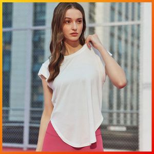 Camicie attive con logo T-shirt sportiva estiva traspirante e fresca da donna Top fitness sciolto per yoga Asciugatura rapida per palestra all'aperto Manica corta casual