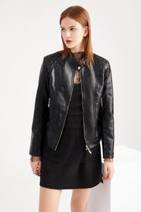 Women's Leather 2023 Spring And Autumn Jacket Temperament Large Stand Collar PU