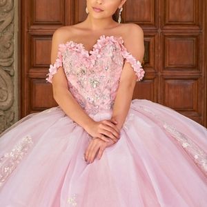 Розовые платья Quinceanera с цветами, милое платье принцессы для девочек 15 лет, бальные платья для выпускного вечера, 328 328