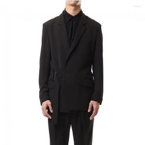Ternos masculinos XS-6XL 2023 roupas estilista de cabelo passarela moda simples cintura cinto fino terno casaco plus size trajes