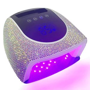 Nail Dryers 96W UV LED Lamp with Rhinestones 19200mAh Protable Rechargeable Cordless Lights Touch Scree 4 Timer Setting 230825