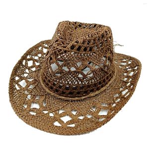 Berets Cowboy Straw Hat Men and Women's Summer Outdoor Travel Akcesoria na plażę Unisex Western