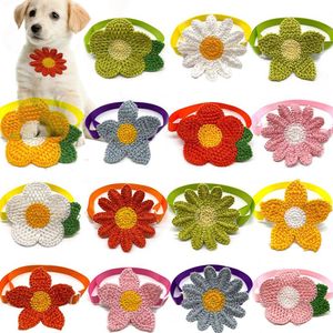 Kedi Kostümleri 50pcs Güneş Çiçek Stili Köpek Bow Ties Pet Dog Ayarlanabilir Köpek Yavru Yaka Kravat Küçük Orta Bowties 230825