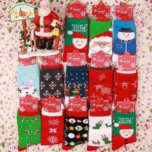 Women Socks 15 Style Elk Snowman Pure Cotton Christmas Happy Funny High Quality Wholesale 5Pair/Lot