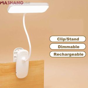 360 Flexible Table Lamp with Clip Stepless Dimming Led Desk Lamp Rechargeable Bedside Night Light for Study Reading Office Work HKD230824