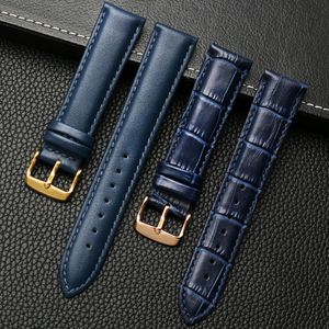 Смотреть полосы подлинного кожаного браслета синий цвет часов для часов rossini watchband14 16 18 20 мм 21 22 мм 23 мм.