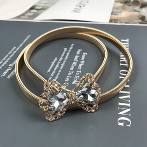 Cintura cadeia cintos elástico cinto de ouro feminino strass para mulheres de alta qualidade fácil estiramento strass cintura pérola metal espartilho 230825