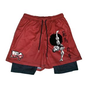 Herren Shorts Anime Baki Sport Shorts Männer Sportswear Laufshorts 2 In 1 Strand Basketball Sommer Gym Fitness Training Jogging Kurze Hosen 230824