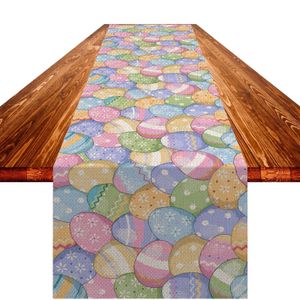 Corredor de mesa Ovo de Páscoa Corredor de mesa durável linho coelho caminhão gnome decoração de mesa de jantar para casa / el festa de celebração de tema de páscoa 230824