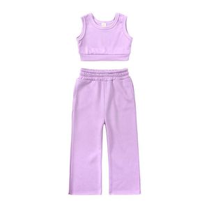 Baby Girls Clothes Tracksuit Summer INS Kids Designer Clothing Sets Sportwear Casual Sleeveless Tank Top And Loose Pants Two Piece Set Toddler Children 1-8Y