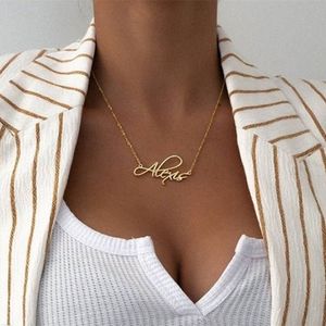 Pendant Necklaces Customized Name Necklace Stainless Steel Letter Gold Choker Personalized Nameplate Gift for Men Women 230825