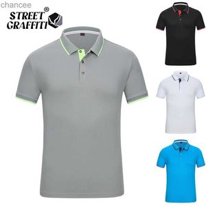 Nova marca de moda cor sólida camisa polo masculina casual ajuste negócios magro manga curta camisa botão colarinho topos dropshipping hkd230825
