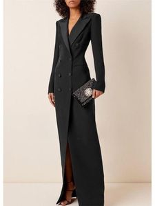 Women's Suits LongJackets Blazer Double Breasted Peaked Lapels Slim Fit Tailored Luxury Birthday Party Dresses In External Clothes