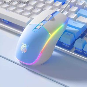 New ONIKUMA CW916 White Pink Wired Gaming Office Mouse 7-key 6-speed DPI Adjustment RGB Luminous Girl Computer Mouse Q230825