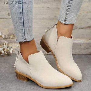 Bot Chelsea Boots Kadın ayak bileği patikleri kısa sonbahar gündelik ayakkabılar modern botlar moda düşük topuk sivri uçlu bayanlar t230824