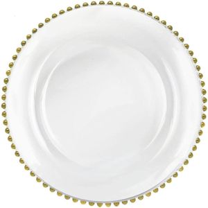 Płyty naczynia 13 -calowe złote koraliki dekoracyjna obiad europejski nowoczesny czysty szklany stek makaron serwujący taca domowa kuchnia sztućca 230825