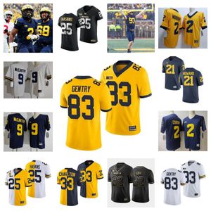 Camisa de futebol do Michigan Wolverines 72 Tristan Bounds 88 Matthew Hibner 78 Kenneth Grant 4 Jayden Denegal 12 Semaj Morgan 3 Moore 10 Alex Orji 83 Zack Marshall