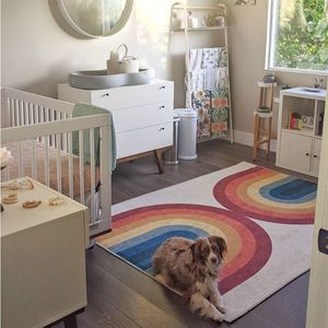 Mattor Rainbow Fluffy Carpet for Living Room Plysch Nursery Play Mat Children Soft Nordic Bedroom Rug Hairy Foot Mats Furry Baby 230825