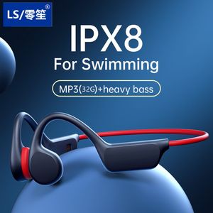 Cell Phone Earphones LS Swimming Bone Conduction Earphones Bluetooth Wireless IPX8 Waterproof 32GB MP3 Player Hifi X7 Headphone With Mic Headset 230824