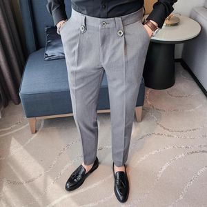 Ternos masculinos roupas de marca calças casuais moda masculina fino ajuste vestido de negócios festa de casamento calças de trabalho streetwear escritório social