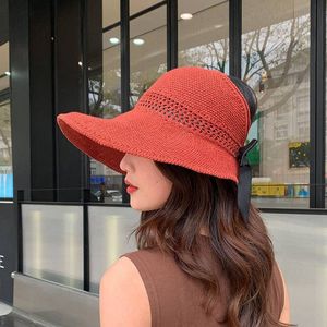 Chapéus de aba larga Bucket Chapéus Primavera Verão Sun Hat Rolling Dobrável Anti-UV Beach Visor Caps Vazio Top Hat Sun Shade Big Wide Brim Women's Bucket Hat 230824