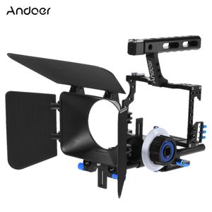 Casos de telefone celular Andoer Video Camera Cage Camcorder Rig Kit P Sistema de produção de filme gráfico com 15mm Rod Matte Box Siga Focus Handle Grip 230825