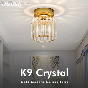 Lüks Modern Kristal Avize Tavan Işıkları Oturma Odası Yuvarlak K9 Altın Yuvarlak Nordic Lambalar Dekorasyon Evi Çatı katı HZL-080 HKD230825