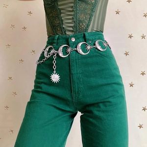 Waist Chain Belts Fashion Belt Hip High Gold Silver N Metal Gothic Moon Pendant Vintage 230825