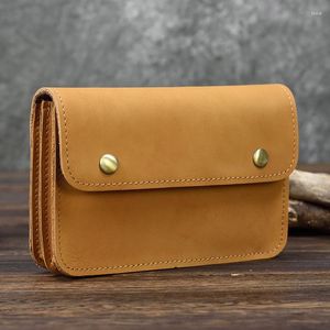 Brieftaschen Echtes Leder Mode Clutch Bag Hand Brieftasche Für Männer Frauen Vintage Retro Stil Kupplungen Geldbörse Taille Dual Verwendung