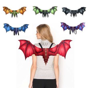 1set 95CM45CM Halloween Carnival Dekoracja dla dorosłych Dekoracja bez tkanin Dragon Wings Czerwony zielony niebieski fioletowe żółte skrzydła maski cosplaya Prop HKD230825 HKD230825