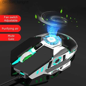 Cooling Fan Gaming Mouse USB Wired RGB Luminous 7 Buttons 7200 DPI Computer Mouse Gamer Macro Programming For PUBG PC Laptop Q230825