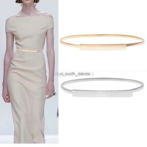 Belts Gold Silver Belts for Women Dresses Elastic Stretch Female Waist Belts Metal Plate Thin Ladies Dress Belts Pasek Damski L0825