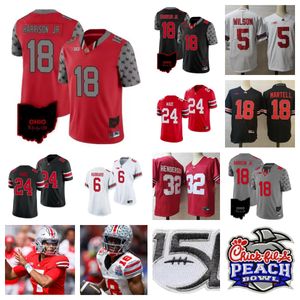 Maglia da calcio Ohio State Buckeyes Stitched 6 Kyle McCord 11 Brandon Inniss 33 Brown 24 Jermaine Mathews Jr. 80 Noah Rogers 97 Kenyatta Jackson Jr. 51 Michael Hall Jr.