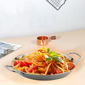 Pans 3PCS/Set Stainless Steel Paella Pan Spanish Seafood Rice Pot Cake Salad Pasta Plate Korean Fried Chicken Cheese Baked