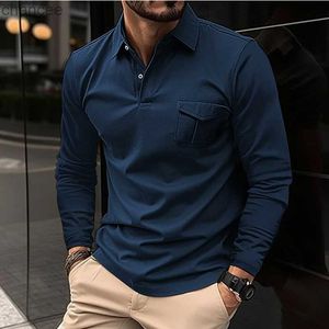 2023 Autunno/Inverno dei Nuovi Uomini Alla Moda Manica Lunga Polo Casual Polo Collo Tasca Polo Sportiva T-shirt da Uomo HKD230825