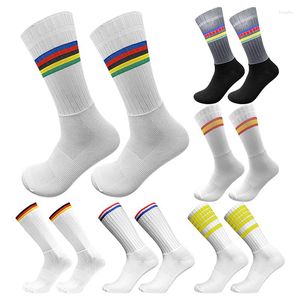 Sport Socks Sock Mouth Anti Slip Silicone Bicycle Riding Middle Cylinder Contrast Stripes Casual Men Women Outdoor